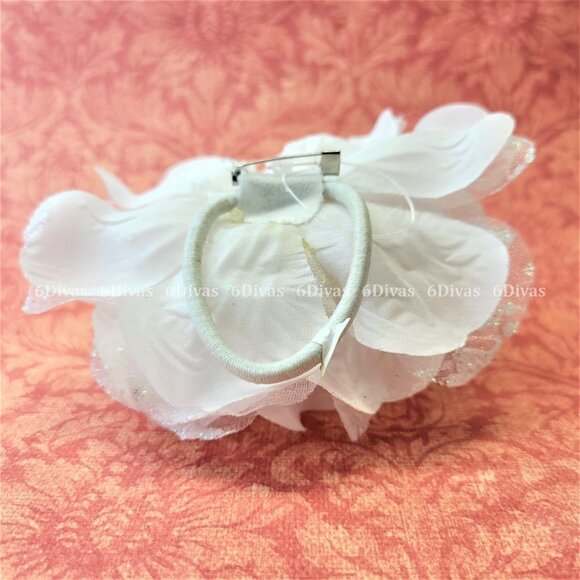 White Rose Hair Tie For Teens or Kids - Picture 14 of 14